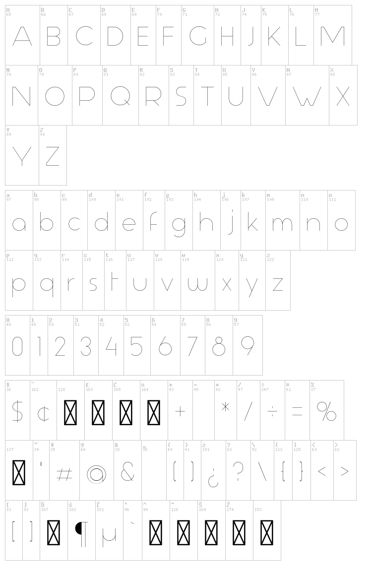 Aspergit font map